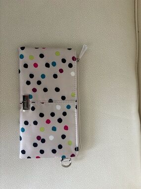 thirty-one Polka Dot Wristlet Clutch in Light Gray with Multicolor Dots